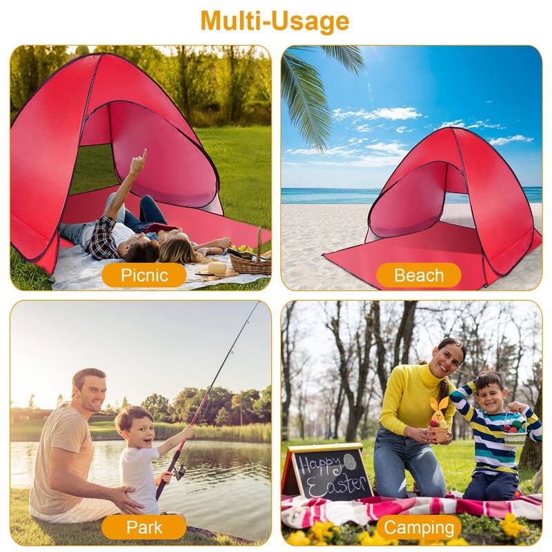 Pop Up Beach Tent Sun Shade Shelter Anti-UV Waterproof 2-3 Person - 64.96 x 59.06 x 43.31in