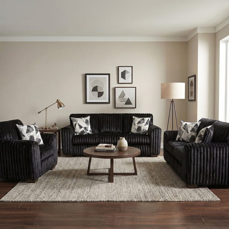 Roundhill Furniture Nolan 3-Piece Living Room Set, Sofa Loveseat and Chair