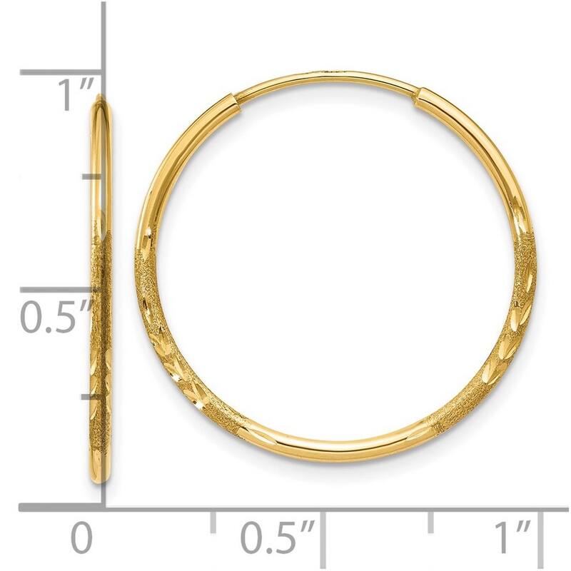 Curata 14k Yellow Gold Sparkle Cut Endless Hoop Earrings - 21x21mm