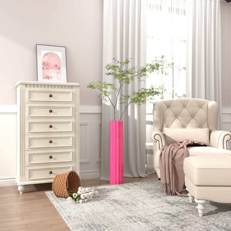 Modern Handmade Pink Ceramic Tall Floor Vase