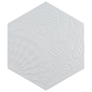 Merola Tile Gaudi Lux Hex White 8-1/2" x 9-3/4" Porcelain Floor and Wall Tile