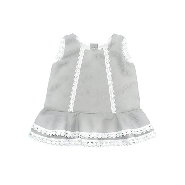 Shop Coquelicot Baby Girls Gray Oporto Pique Embroidered Trim