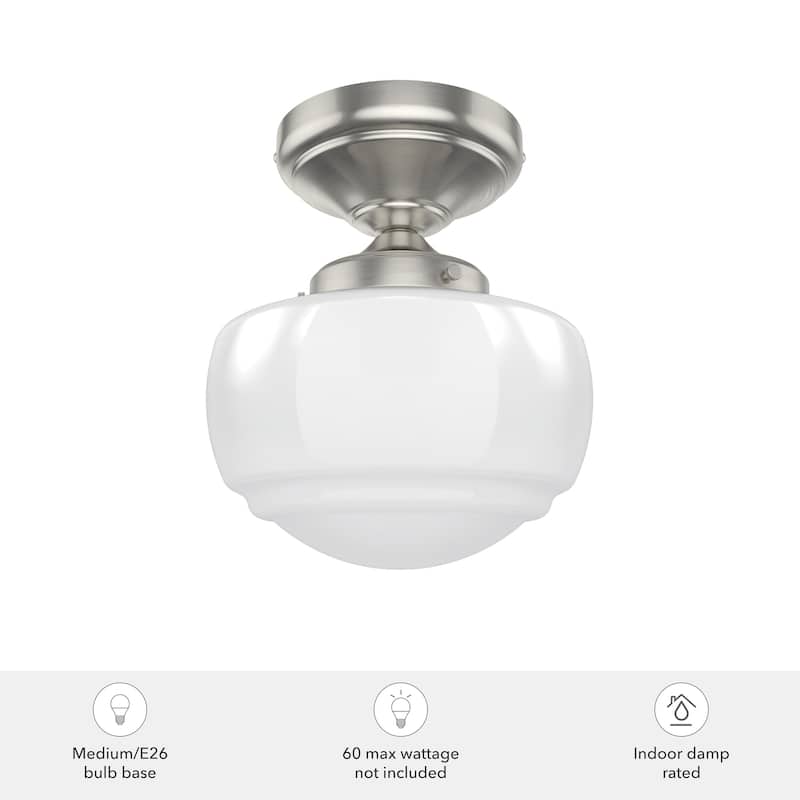 Hunter Saddle Creek 1 Light Contemporary Schoolhouse Flush Mount Ceiling Light - Bathroom, Hallway, Bedroom, Entry - Damp Rated!
