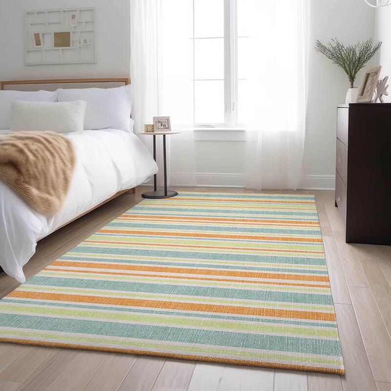 Premium Washable Super Soft Modern Cabana Stripe Mayfield Rug - Orange - 10' x 14' - Rectangle