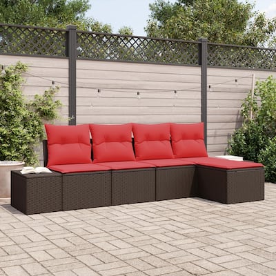 vidaXL 6 Piece Garden Sofa Set with Cushions - 115.7×24.4×27.2