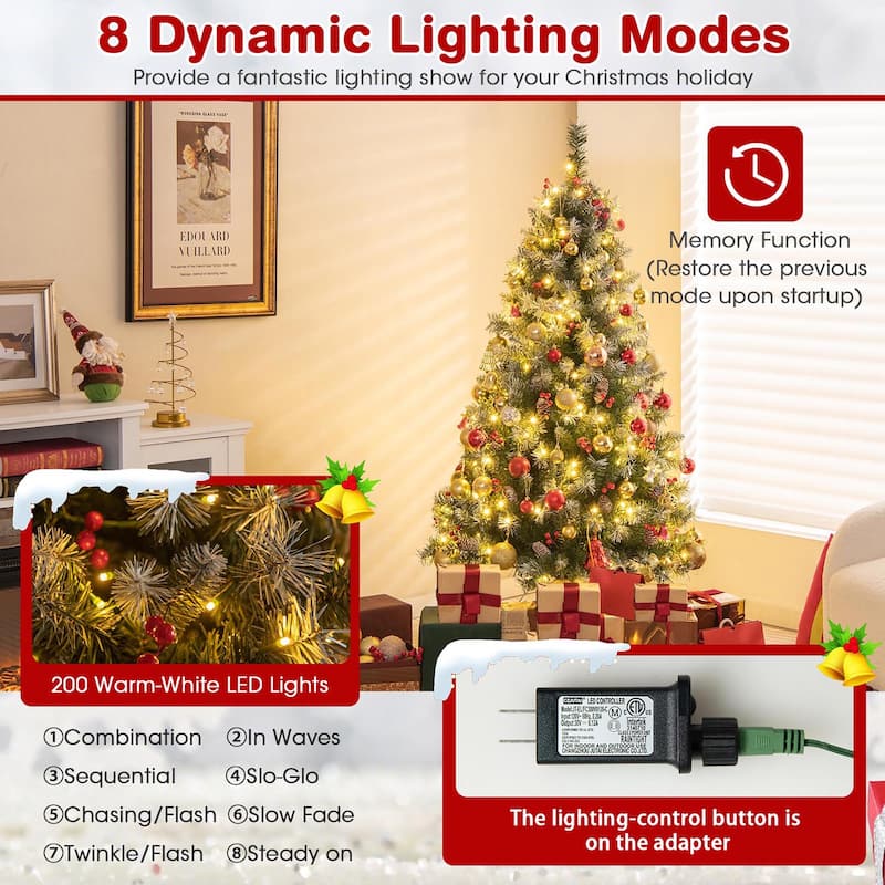 Gymax 5 FT Pre-Lit Christmas Tree Artificial Hinged Christmas Tree w/