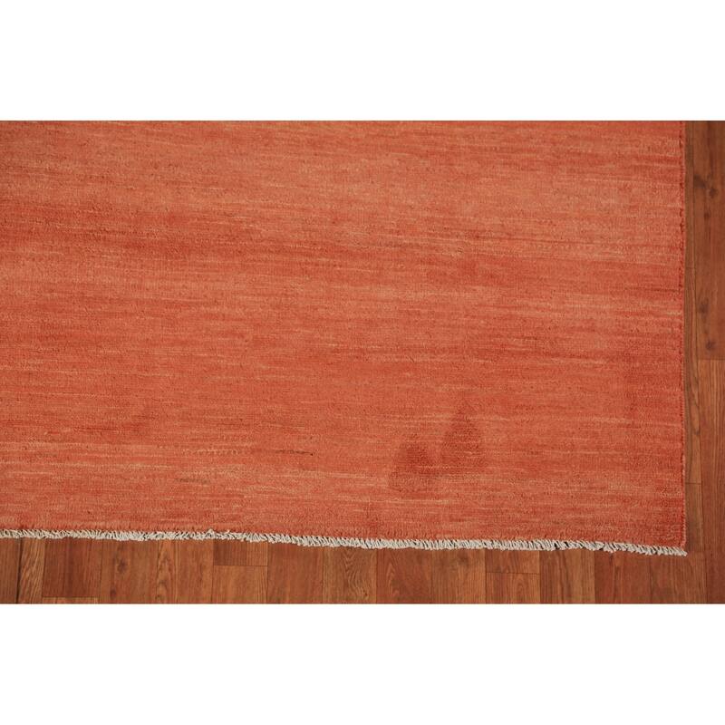 Orange Modern Gabbeh Area Rug Oriental Tribal Hand-Knotted Wool Carpet - 6'5" x 9'9"