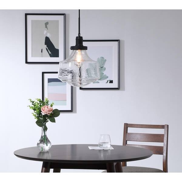 slide 2 of 14, Klyli 11-inch 1-light Clear Seeded Glass Hanging Pendant