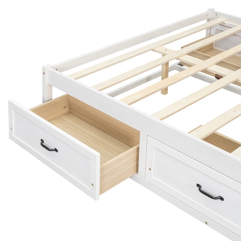 Full Size MDF Platform Bed with 6 Storage Drawers