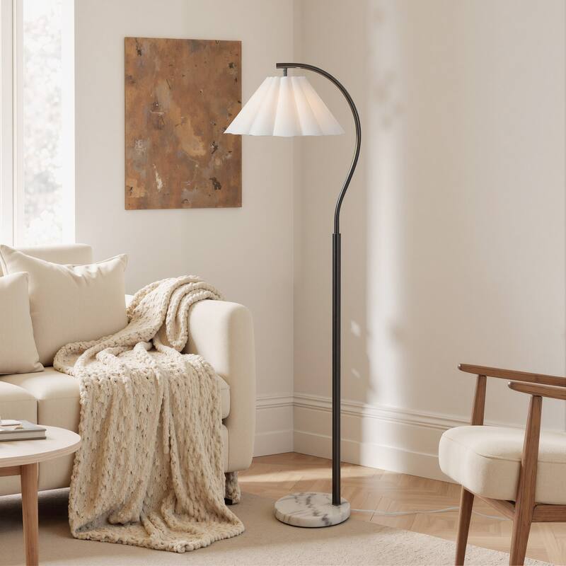 Tamara Day for Stylecraft Vivienne Floor Lamp - White Marble & Black Nickel