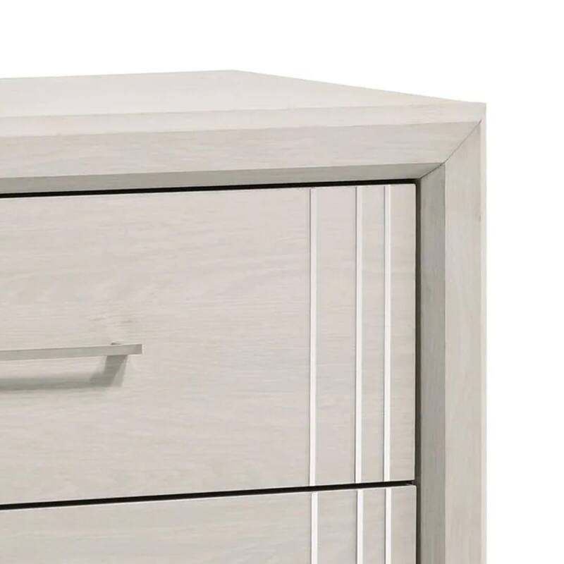 Charie Tall Dresser Chest with 4 Drawers, Tapered Feet, White Wood