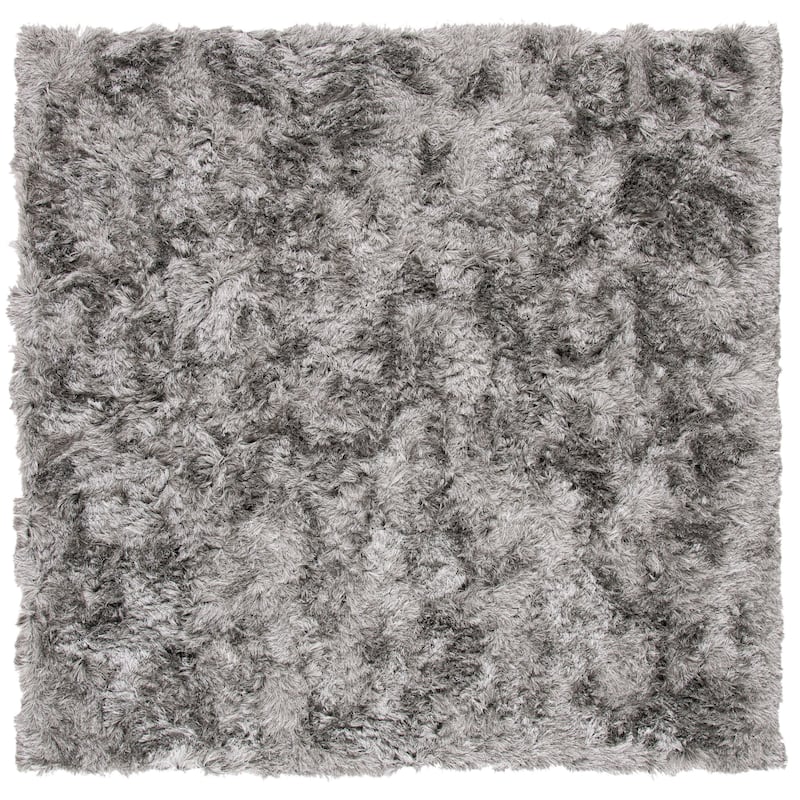 SAFAVIEH Handmade Paris Shag Danara 2.5-inch Thick Rug - 7' x 7' Square - Silver