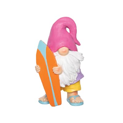 Gnome W/Surf Board Figurine