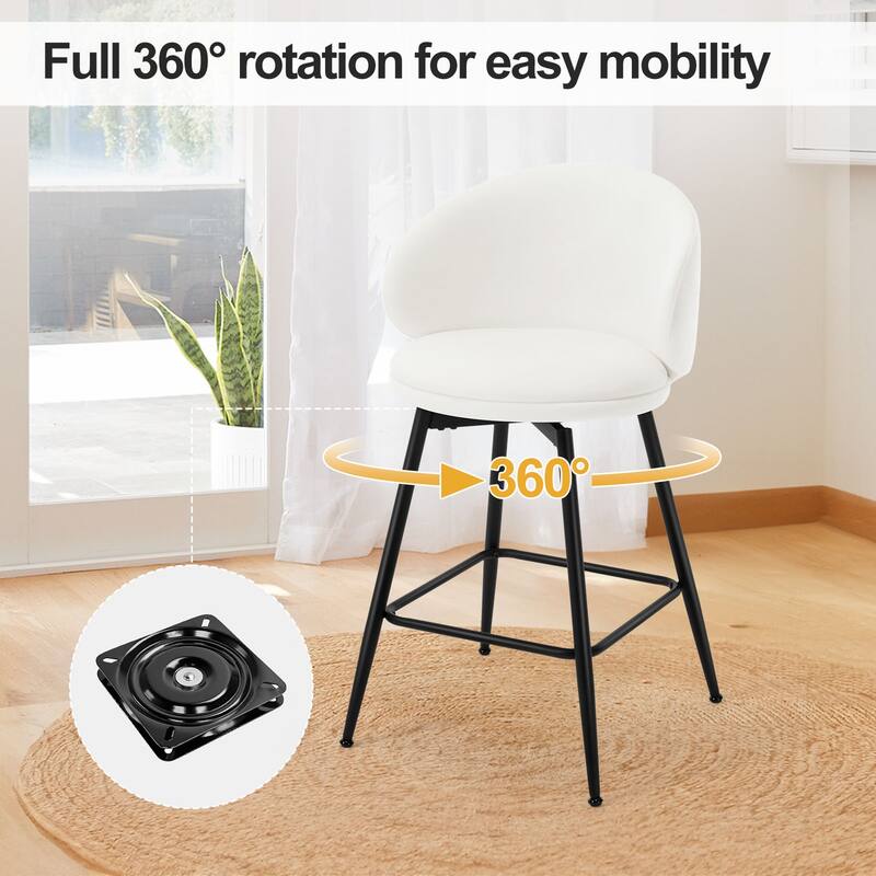 26"/30" Velvet Upholstered Swivel Counter/Bar Stools Set of 2/3