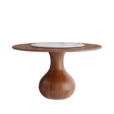Rotating Lazy Susan Round Wooden Dining Table