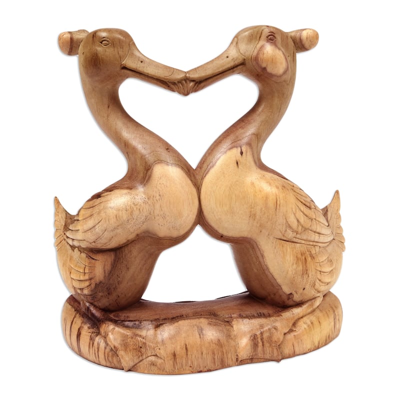 Novica Handmade Loving Ducks Wood Sculpture