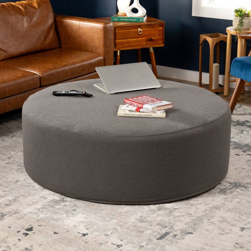 Jaxx Candler Round Couch Ottoman Large Coffee Table & Foot Rest, 44-Inch