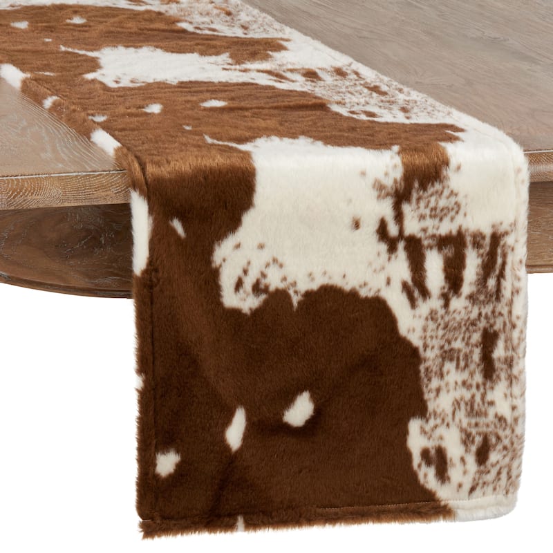 Cow Hide Design Faux Fur Runner - 16"x72" - Brown
