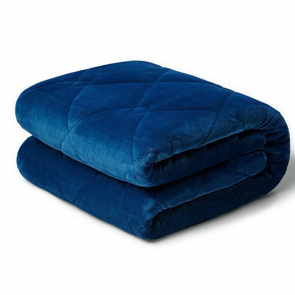 HomeRoots Navy Blue Velvet Weighteded Blanket On Sale Bed Bath