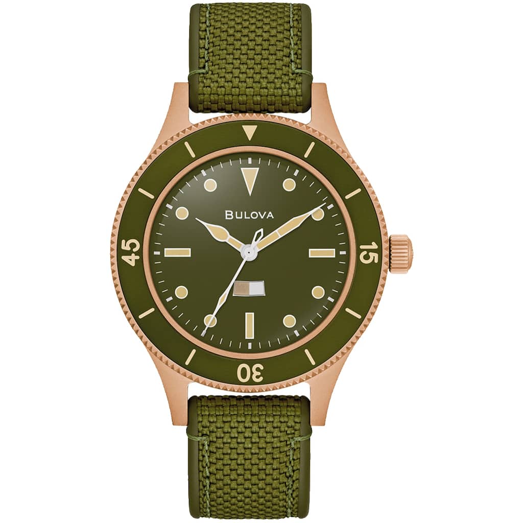 Bulova Men's Archive Series MIL SHIPS 150th Anniversary Special Edition Green Dial Watch - 98A324 - One Size