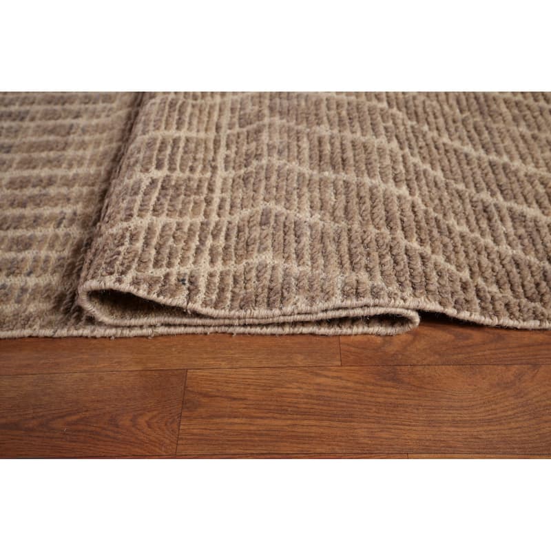 Brown Moroccan Oriental Large Area Rug Hand-Knotted Wool Carpet - 12'3" x 18'9"