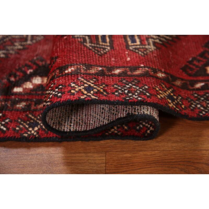 Geometric Balouch Persian Vintage Area Rug Hand-knotted Wool Carpet - 3'6"x 6'3"