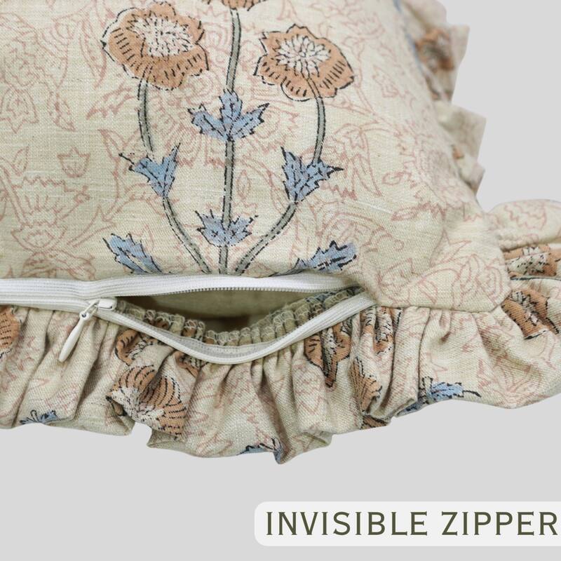 Fabdivine Hand Block Double Side Floral Print Sofa, Couch Decoration Pillow Case