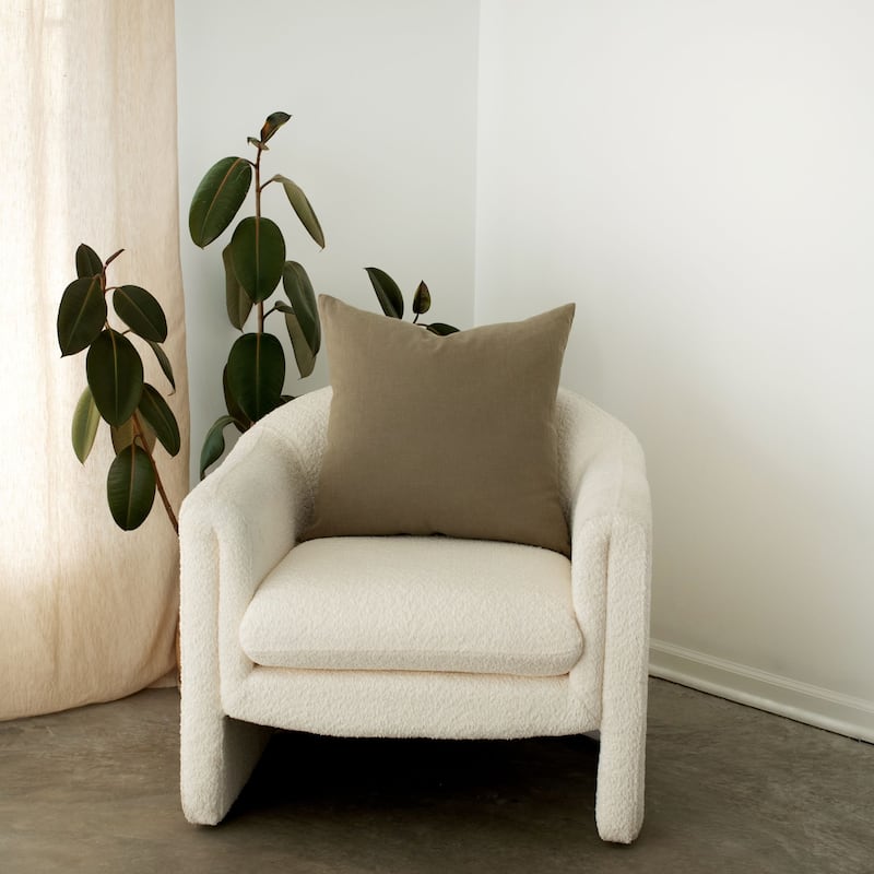 100% French Linen Throw Pillow Sham by BOKSER HOME - Pillow Covers - 20" x 20" - Moss