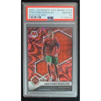 Cristiano Ronaldo 2021-22 Panini Reactive Red Mosaic World Cup Card #114 PSA 10 - 8'6" x 11'6"