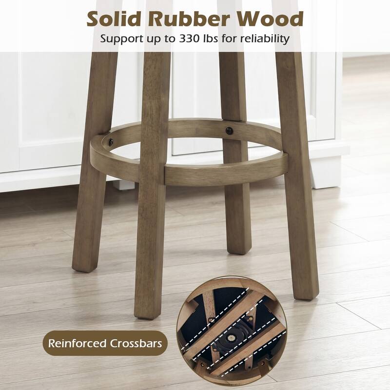 Gymax Swivel Counter Height Bar Stool Upholstered Barstool w/ Padded