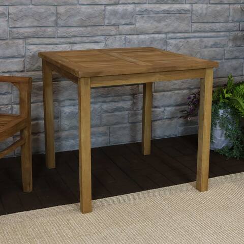 Teak Outdoor Square Dining Table - Light Stain Finish - 32-Inch