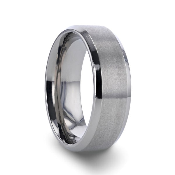 Shop Thorsten Shire Titanium Rings For Men Titanium Brushed Center Flat Wedding Ring With Polished Beveled Edges 8 Mm Overstock 19838741