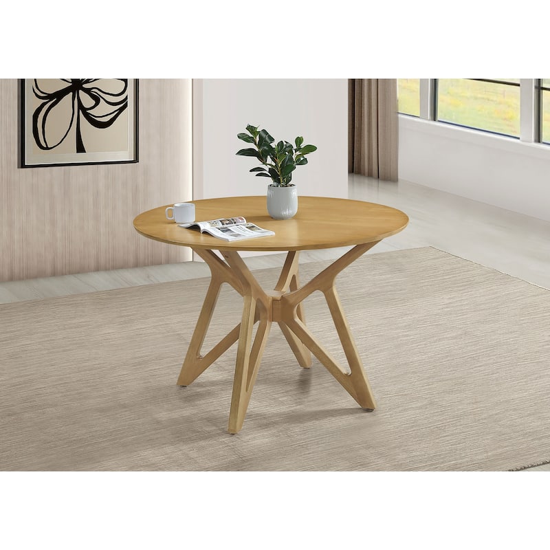Elowen Round 42-inch Solid Wood Dining Table Light Walnut