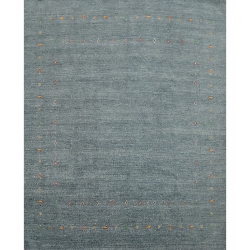 Hand Knotted Oriental 100% Wool Carpet Tribal Animal Pictorial Navy Blue & Blues Gabbeh Area Rug - 9' 10'' X 10' 2''