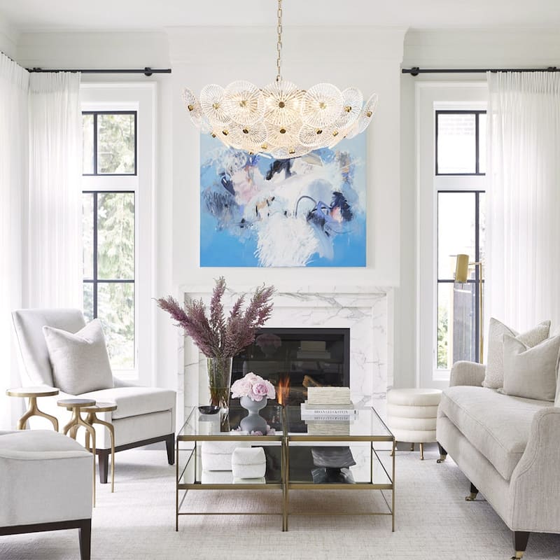 Glam 9-Light Tiered Clear Art Glass Round Basin Chandelier 28in