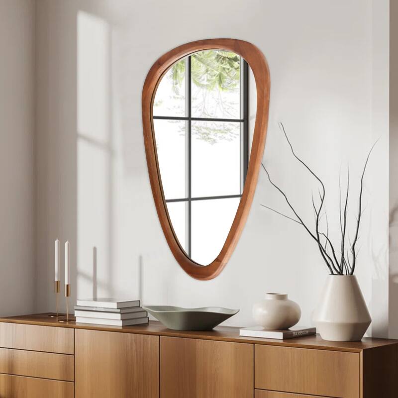Irregular Mirror Asymmetrical Wood Wall Mirror
