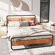 preview thumbnail 3 of 13, Queen Metal Platform Bed with Charging Ports, LED Light & Storage, Antique Brown