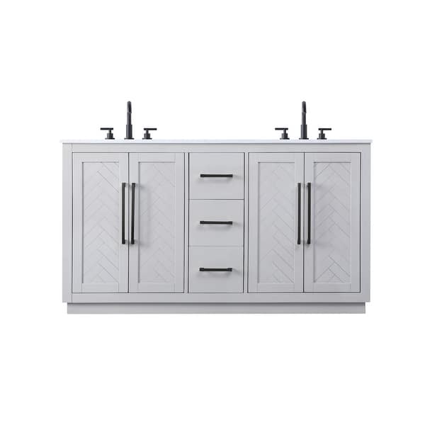 slide 2 of 11, Elegant Lighting VF29060D Chase 60" Free Standing Double Basin Vanity Gray