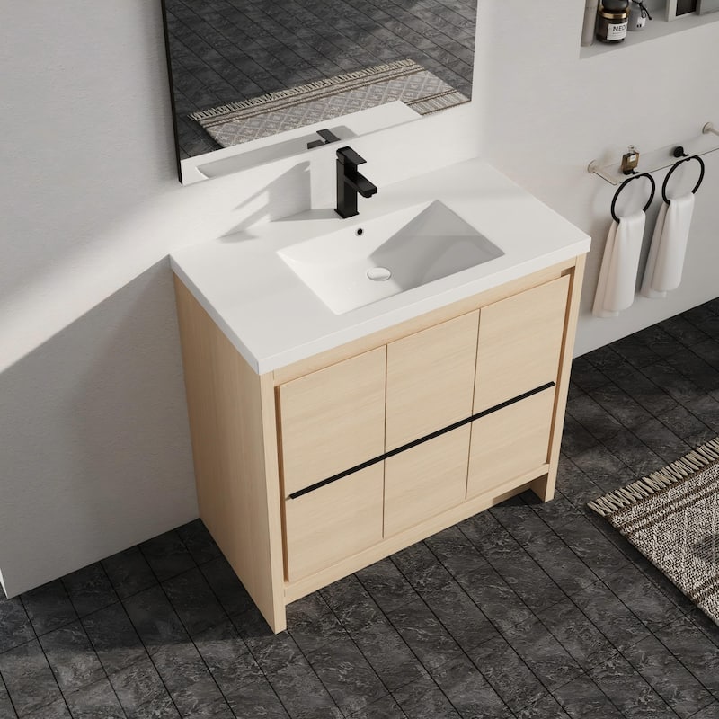 Malwee 24"/30"/36"/48"/60" Bathroom Vanity with Sink, FreeStanding Vanity with Soft Close Door and Drawer