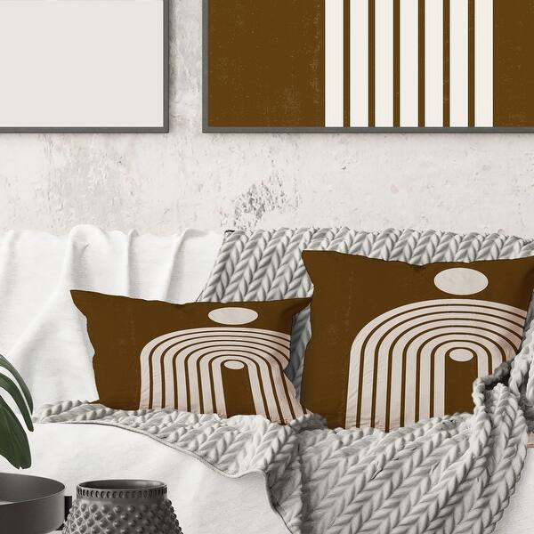 Designart Terracotta Minimalist Boho Rainbow Ii Modern Printed Throw Pillow Overstock 33963702