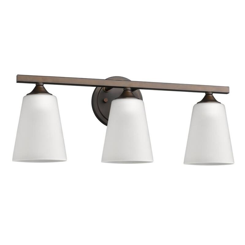 Transitional 3-Light Bronze Vanity Wall Light with Frosted Glass Shades and Hardwired Dimmable for Bathroom