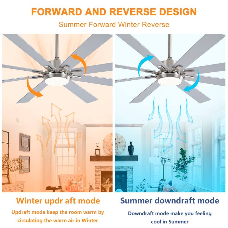 Plywood Reversible Blades Ceiling Fan With Light Kit 3 Color Dimmable LED