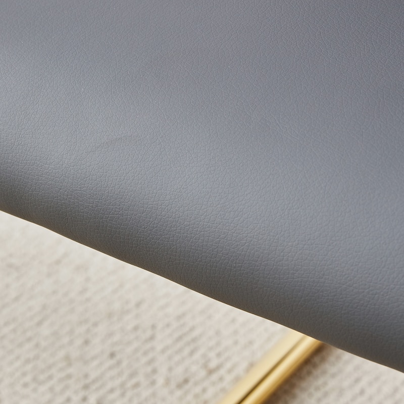 Faux Leather Dining Room Chairs with Upholstered Seat, Modern Kicthen Chairs Armless Accent Chairs with Metal Legs, Set of 4