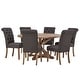 preview thumbnail 12 of 16, iNSPIRE Q Artisan Benchwright Rustic X-base Round Pine Wood Rolled Back 7-piece Dining Set Dark Grey Linen