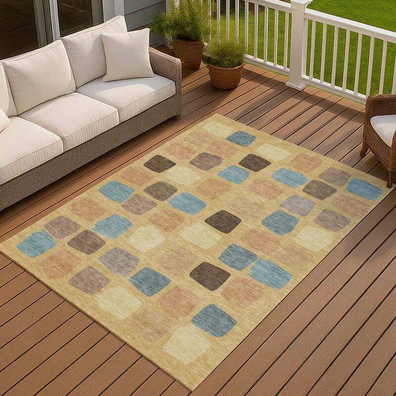 Machine Washable Indoor/ Outdoor Casual Hoppy Chantille Rug