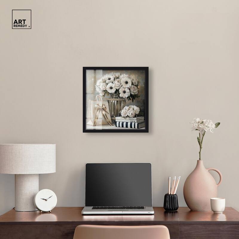 Elegant Flowers Books Neutral Shadowbox by Art Remedy