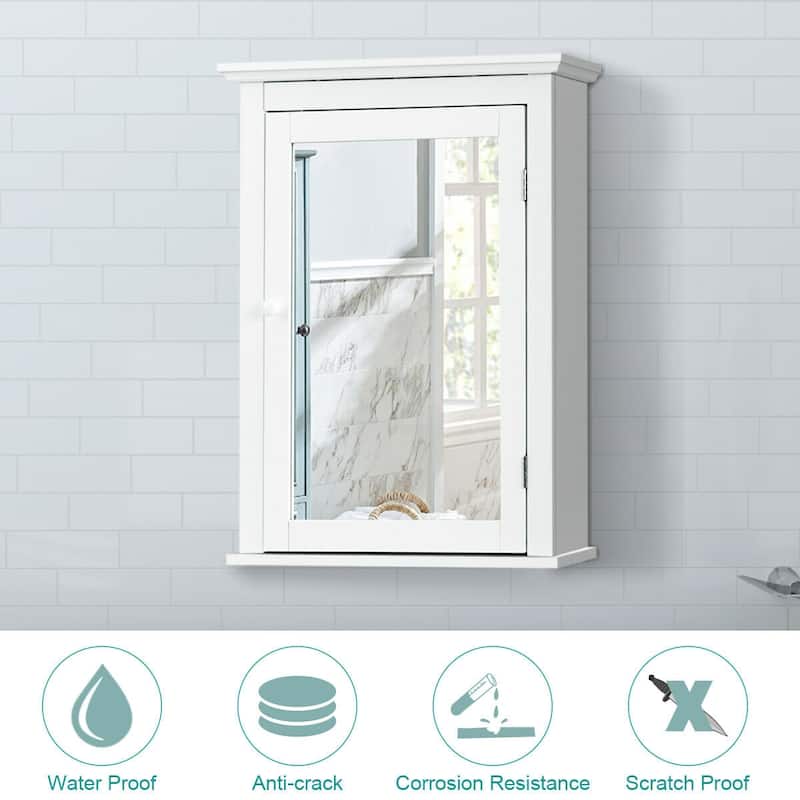 Gymax Bathroom Mirror Cabinet Wall Mounted Adjustable Shelf Medicine - See Details