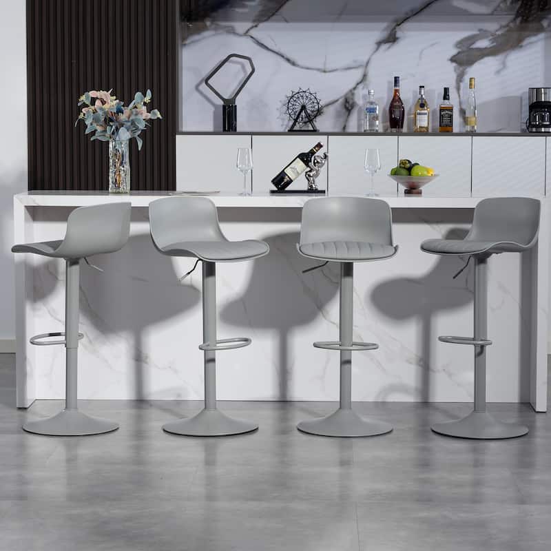 Bar Stools Set of 2 - Modern PU Leather Counter Height Barstools with Back, Height Adjustable Swivel Kitchen Island Chairs