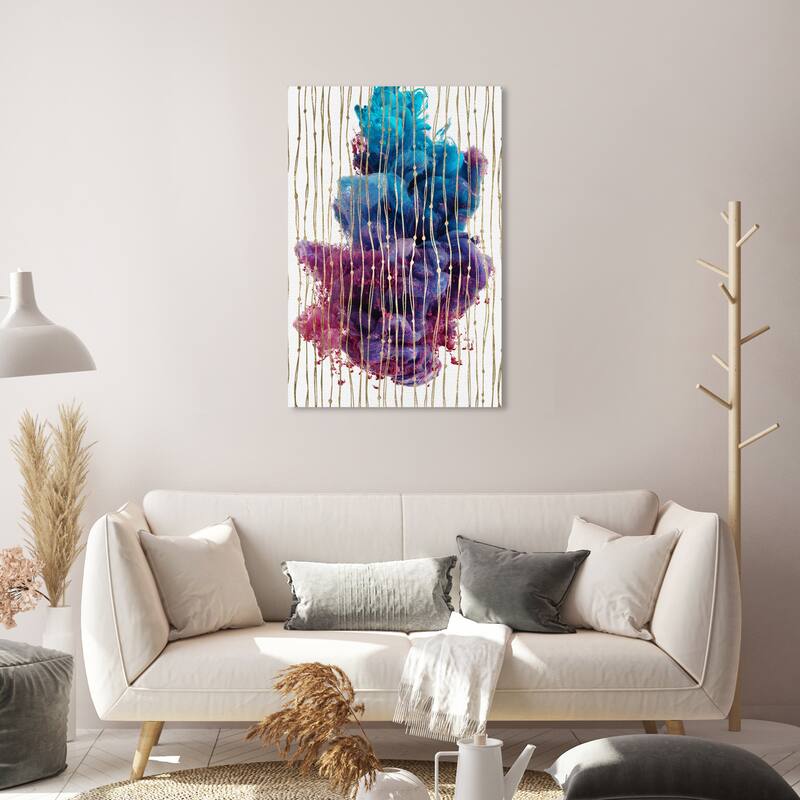 Ink Spot I, Colorful Spot Modern Blue Canvas Wall Art Print for Living