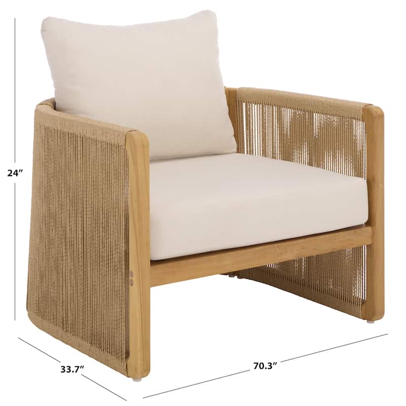 SAFAVIEH Couture Gale Teak & Hyacinth Patio Chair - 32"W x 34"D x 24"H